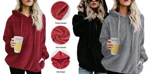 Sudadera sherpa Tuopuda con capucha para mujer barata en Amazon