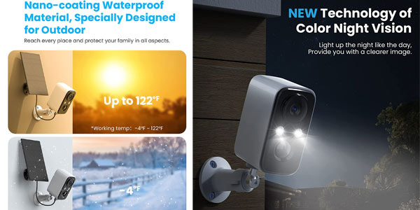 Cámara vigilancia exterior con panel solar en oferta