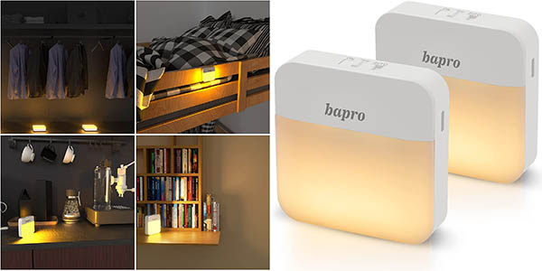 Pack x2 Luces LED nocturnas Bapro con sensor de luz y de movimiento