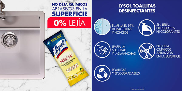 Megapack x400 Toallitas desinfectantes multiusos Lysol en Amazon