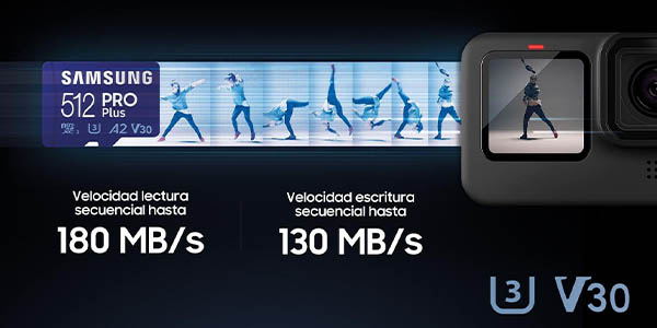 Tarjeta microSDXC Samsung PRO Plus A2 V30 de 512 GB