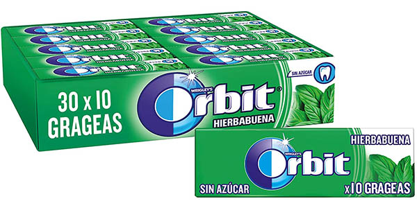 Pack x30 paquetes Orbit Chicles sin azúcar sabor Hierbabuena