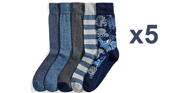 Pack x5 Pares de calcetines Amazon Goodthreads Patterned Socks para hombre baratos en Amazon