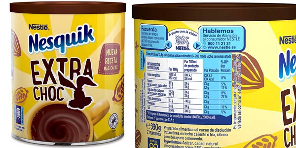 Pack x6 Nestlé Nesquik cacao soluble instantáneo Extra Choc de 390g en Amazon