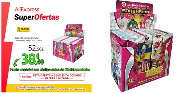 ▷ Chollo Caja x50 Sobres Adrenalyn XL de la Liga 2021-2022 (Panini España) por sólo 38,40€ y envío gratis con cupón vendedor (-27%)