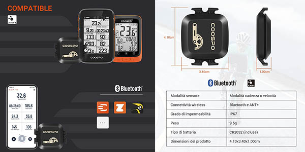 Coospo sensor velocidad cadencia ciclismo barato