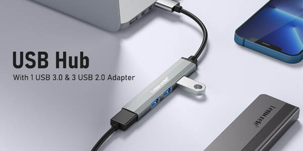 Concentrador USB Lemorele con 4 puertos USB 3.0