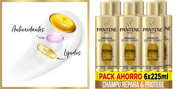 Pack x6 Champú Pantene Pro-V Miracle Serum Repara & Protege de 225 ml barato en Amazon