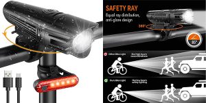 Pack de luces LED recargables para bicicleta