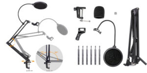 Soporte de micrófono con brazo y filtro pop Amazon Basics