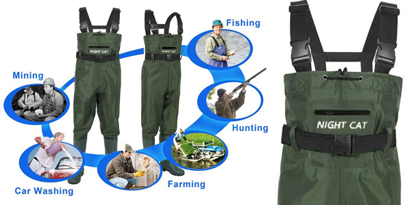 Canne A Peche Waders Night Cat Pour Pêche - Cuissardes Imperméables Respirantes Avec Bottes PVC - Homme Et Femme Cuissardes Respirantes