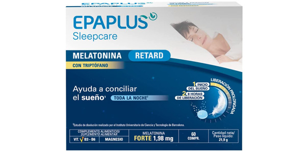 Caja x60 Comprimidos Epaplus Sleepcare de melatonina de liberación prolongada barata en Amazon