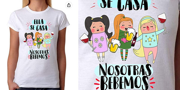 Camiseta de manga corta Ella se casa nosotras Bebemos para mujer barata en Amazon