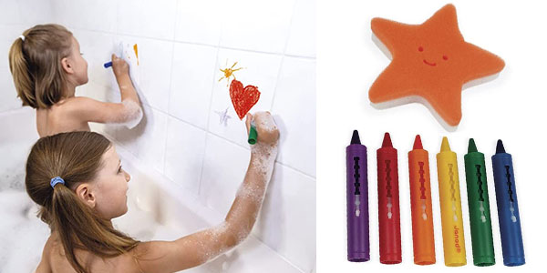 Chollo Kit infantil Janod de 6 lápices y borrador para colorear el baño