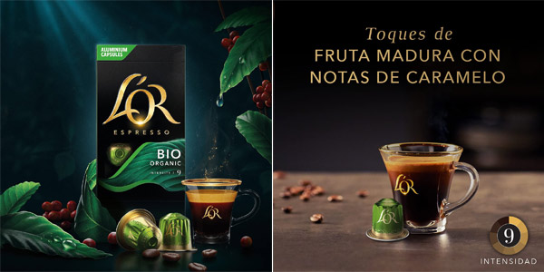Pack x100 Cápsulas Café Nespresso L’Or Espresso Bio Organic Intensidad 9 en Amazon