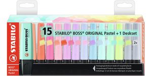 Set Stabilo Boss Original de 15 marcadores pasteles