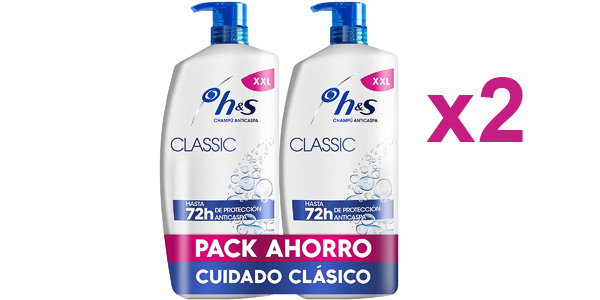 Pack Ahorro x2 Champú Anticaspa H&S Classic XXL 72H Protección de 900 ml/ud barato en Amazon