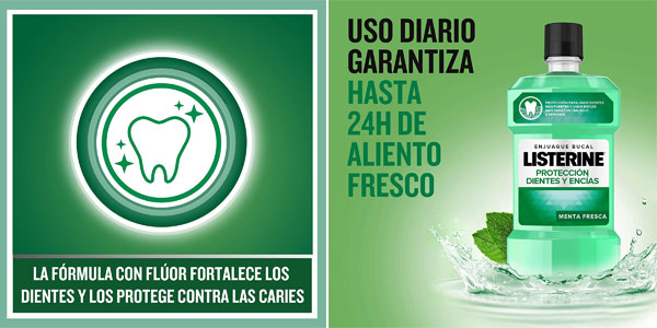 Pack x2 Enjuague bucal Listerine Protección dientes y encías de 1L/ud chollo en Amazon