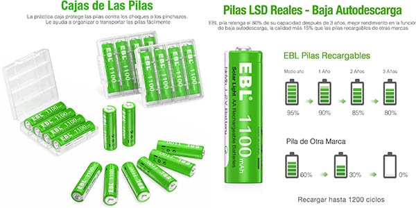 Pack x20 Pilas AA EBL Solar Light de 1100 mAh recargables