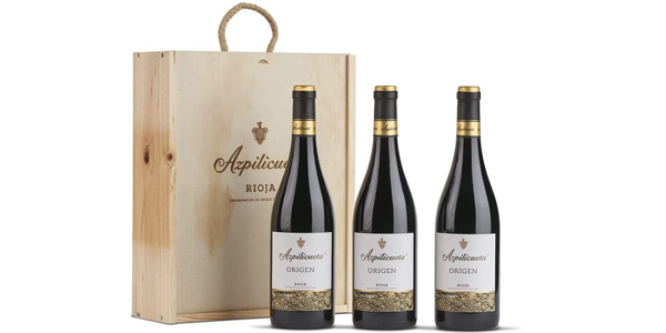 Caja de madera Premium 3 botellas Azpilicueta Origen D.O.Ca Rioja Vino de 750 ml barato en Amazon