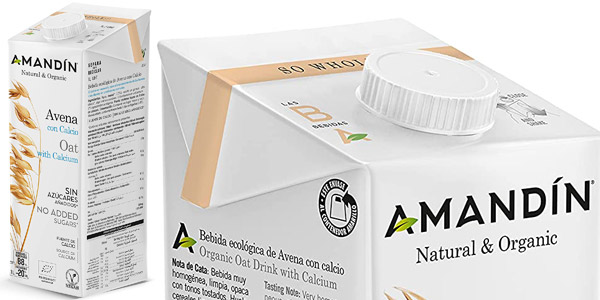 Pack x6 Bebida vegetal Amandin Avena con calcio de 1L en Amazon