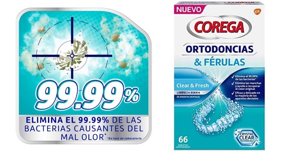 Pack x66 Tabletas limpiadoras Corega para férula dental y ortodoncia barato en Amazon