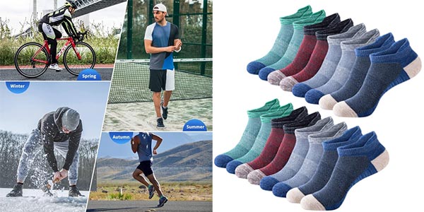 Pack x8 Pares de calcetines de deporte tobilleros unisex Amazon Brand Eono baratos en Amazon