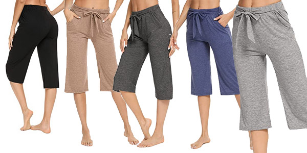 Pantalones Capri de verano Sykooria para mujer baratos en Amazon