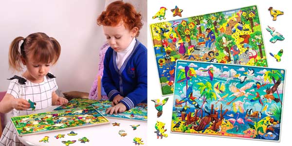 Pack x2 puzles infantiles de madera Quokka para niños baratos en Amazon