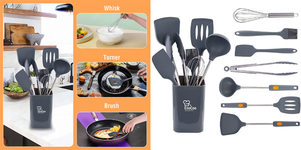 Pack x8 Piezas de utensilios de cocina EooCoo de silicona baratas en Amazon