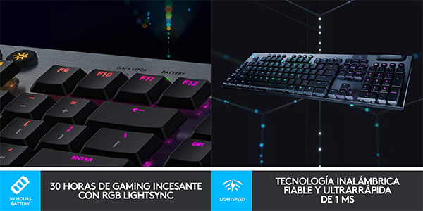 Teclado gaming inalámbrico Logitech G915 Lightspeed RGB barato