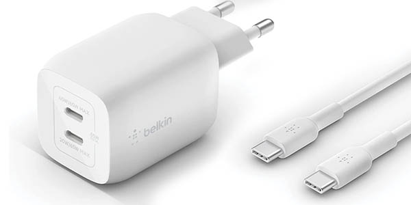 Cargador de pared Belkin GaN 2x USB-C de 65 W Boost Charge Pro