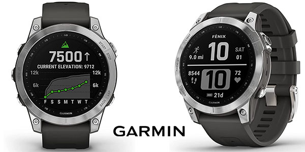 Garmin Fénix 7 Notificaciones/ Frecuencia Cardíaca/ GPS/ Plata y Gris