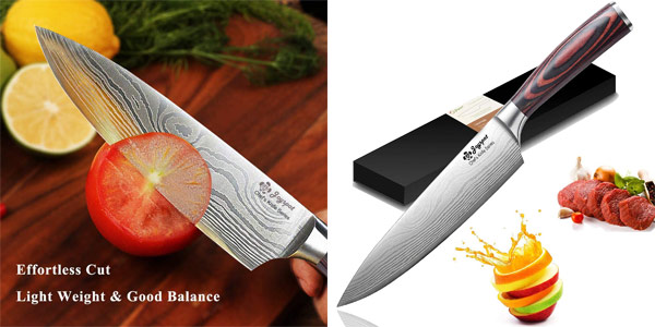 Cuchillo profesional de Chef de 20 cm Joyspot con patrón de Damasco barato en Amazon