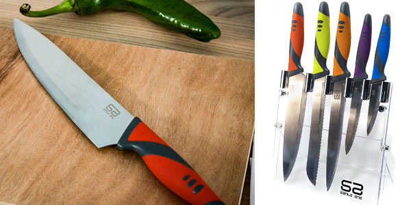 Set x5 Cuchillos de cocina de acero inoxidable Santa Ana con soporte incluido barato en Amazon