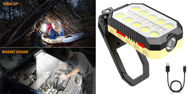 Luz LED de trabajo T-Sun recargable y portátil barata en Amazon