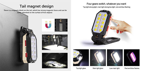 Luz LED de trabajo ZHIYU recargable y portátil