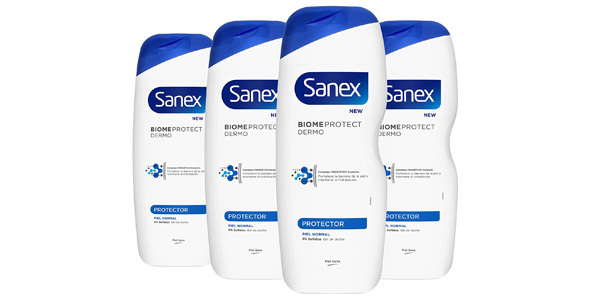 Pack x4 Gel de ducha Sanex Biomeprotect Dermo Protector de 600 ml/ud barato en Amazon