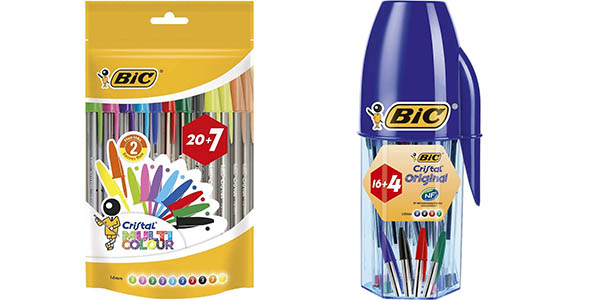 Pack 27 bolígrafos BIC Cristal Multicolour + 20 BIC Cristal Original