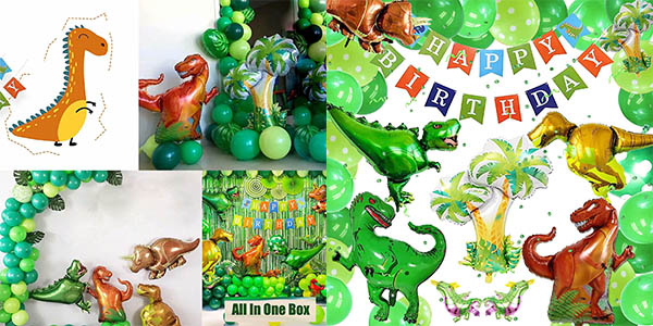 Kit de guirnalda de globos de dinosaurios y pancarta para cumpleaños
