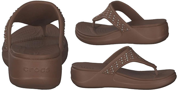 Sandalias Crocs Monterey Shimmer Wedge para mujer baratas