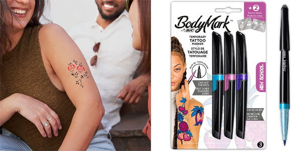 Set x3 Marcadores + 2 plantillas para tatuajes temporales BodyMark by BIC barato en Amazon
