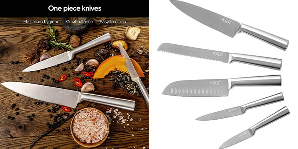 Set x5 Cuchillos de cocina de acero inoxidable Axer