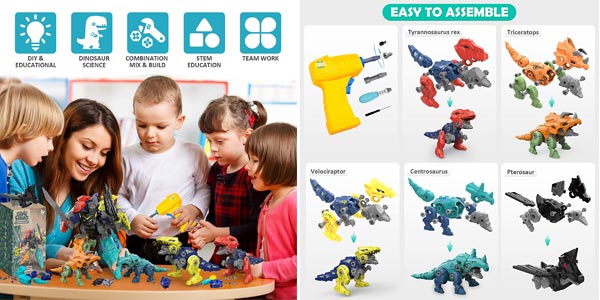 Pack x5 Dinosaurios desmontables de juguete Ezire en Amazon