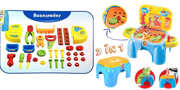 Set de Herramientas de juguete deAO con maletín-taburete 2 en 1 barato en Amazon