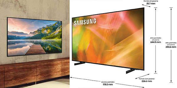 Smart TV Samsung AU8005 Crystal UHD 4K de 50" en oferta