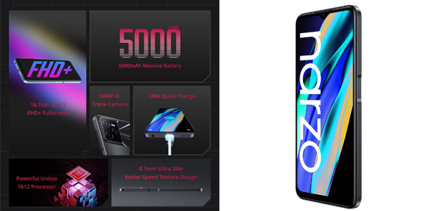 Smartphone Realme Narzo 50A Prime 4+64 en Amazon