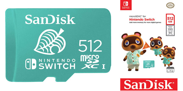 Tarjeta MicroSD Sandisk Nintendo Switch 512 gigas barata