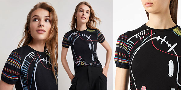 Camiseta Desigual Roma de manga tricot para mujer barata