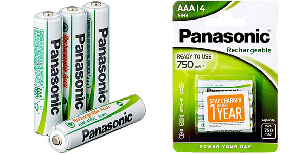 Chollo Pack de 4 pilas recargables Panasonic AAA de 750 mAh